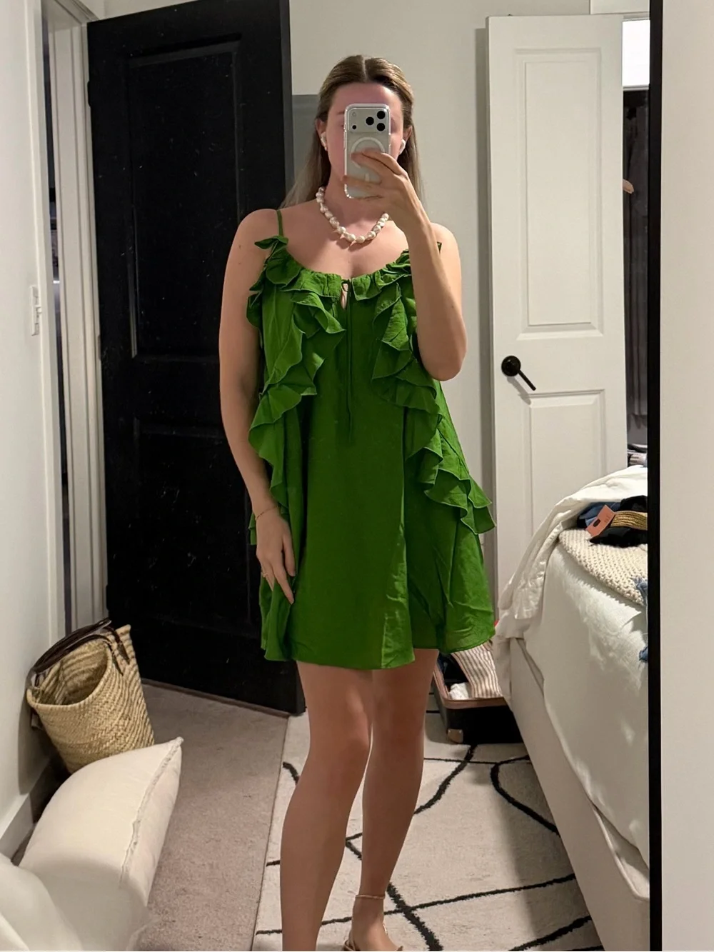 H&M Green Ruffled Mini Dress - Picture 3 of 5